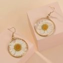 Dried Daisy Circle Drop Earrings