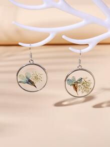 Dried Flower Charm Drop Earrings