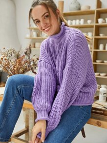 Drop Shoulder Chunky Knit Sweater