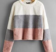 Drop Shoulder Colorblock Flannel Sweatshirt