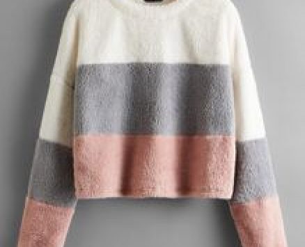 Drop Shoulder Colorblock Flannel Sweatshirt