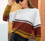 Drop Shoulder Colorblock Sweater