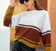 Drop Shoulder Colorblock Sweater