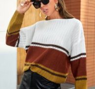 Drop Shoulder Colorblock Sweater