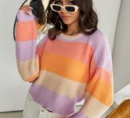 Drop Shoulder Colorblock Sweater