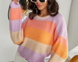 Drop Shoulder Colorblock Sweater