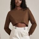 Drop Shoulder Crop Sweatshirt