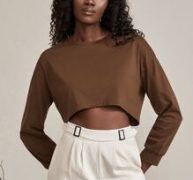 Drop Shoulder Crop Sweatshirt