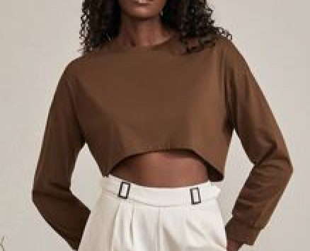 Drop Shoulder Crop Sweatshirt