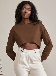 Drop Shoulder Crop Sweatshirt