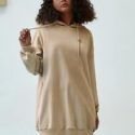 Drop Shoulder Drawstring Hooded Sweatshirt Dress