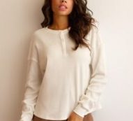 Drop Shoulder Half Button Placket Tee