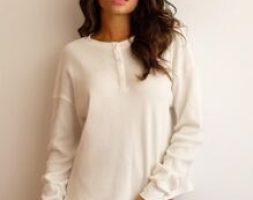 Drop Shoulder Half Button Placket Tee