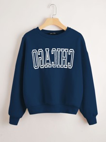 Drop Shoulder Letter Graphic Sweatshirt