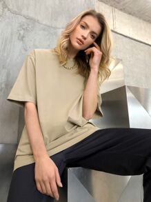 Drop Shoulder Solid Longline Tee