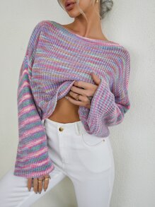 Drop Shoulder Space Dye Sweater