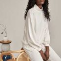 Drop Shoulder Stand Neck Sweatshirt