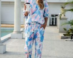 Drop Shoulder Tie Dye Pullover & Sweatpants Set