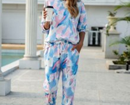 Drop Shoulder Tie Dye Pullover & Sweatpants Set