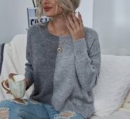 Drop Shoulder Two Tone Sweater