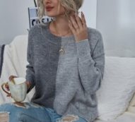 Drop Shoulder Two Tone Sweater