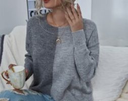 Drop Shoulder Two Tone Sweater