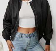 Drop Shoulder Zip Up Bomber Jacket