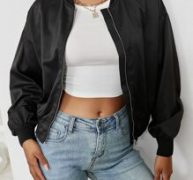 Drop Shoulder Zip Up Bomber Jacket