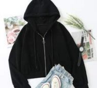 Drop Shoulder Zip Up Drawstring Hoodie