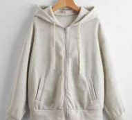 Drop Shoulder Zip Up Hooded Sweatshirt