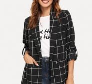 Dual Pocket Plaid Blazer
