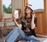 Eagle Print Drop Shoulder Tee