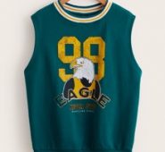 Eagle & Slogan Graphic Striped Trim Tank Top
