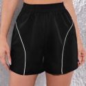 Elastic Waist Contrast Trim Quick-Drying Sports Shorts