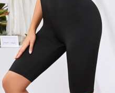 Elastic Waist Solid Biker Shorts