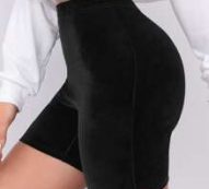 Elastic Waist Velvet Biker Shorts