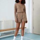 Embroidery Letter Drop Shoulder Romper