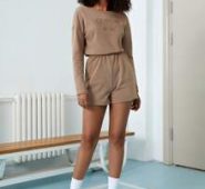 Embroidery Letter Drop Shoulder Romper