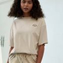 Embroidery Letter Drop Shoulder Tee