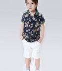 Ericdress Fashionable Print Shirt Knee Length Pants 2-Pcs Boys Suit