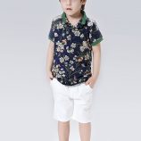 Ericdress Fashionable Print Shirt Knee Length Pants 2-Pcs Boys Suit