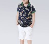 Ericdress Fashionable Print Shirt Knee Length Pants 2-Pcs Boys Suit