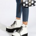 Eyelet Buckle Decor Combat Boots