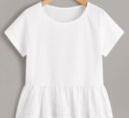 Eyelet Embroidery Ruffle Hem Blouse