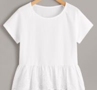 Eyelet Embroidery Ruffle Hem Blouse