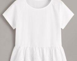 Eyelet Embroidery Ruffle Hem Blouse
