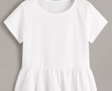 Eyelet Embroidery Ruffle Hem Blouse