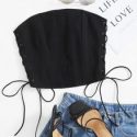 Eyelet Lace Up Knot Bandeau Top