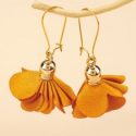 Fabric Flower Drop Earrings