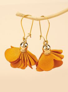 Fabric Flower Drop Earrings